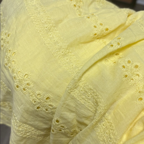 Butter yellow floral lace eyelet preppy strapless jumpsuit medium romper new - Picture 5 of 5